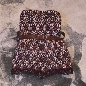 Tube Top Jumpsuit Romper - Cream, Black, Rust - M